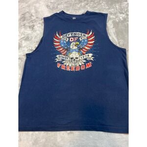 Way To Celebrate Patriotic Mens Large Navy Blue Defender of Freedom Tank Top L